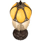 Meyda Lighting Alicia 17" Craftsman Brown Table Lamp With Honey Ripple Art Glass & White Pearl Shade