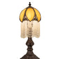 Meyda Lighting Alicia 17" Craftsman Brown Table Lamp With Honey Ripple Art Glass & White Pearl Shade