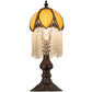 Meyda Lighting Alicia 17" Craftsman Brown Table Lamp With Honey Ripple Art Glass & White Pearl Shade