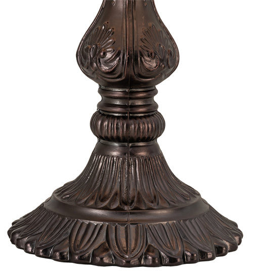 Meyda Lighting Alicia 17" Craftsman Brown Table Lamp With Honey Ripple Art Glass & White Pearl Shade