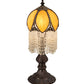 Meyda Lighting Alicia 17" Craftsman Brown Table Lamp With Honey Ripple Art Glass & White Pearl Shade