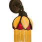 Meyda Lighting Alicia 7" Mahogany Bronze Wall Sconce With Beige & Red Art Shade Glass With Fringe