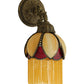 Meyda Lighting Alicia 7" Mahogany Bronze Wall Sconce With Beige & Red Art Shade Glass With Fringe