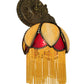 Meyda Lighting Alicia 7" Mahogany Bronze Wall Sconce With Beige & Red Art Shade Glass With Fringe