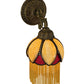 Meyda Lighting Alicia 7" Mahogany Bronze Wall Sconce With Beige & Red Art Shade Glass With Fringe