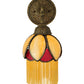 Meyda Lighting Alicia 7" Mahogany Bronze Wall Sconce With Beige & Red Art Shade Glass With Fringe