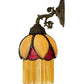 Meyda Lighting Alicia 7" Mahogany Bronze Wall Sconce With Beige & Red Art Shade Glass With Fringe