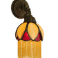 Meyda Lighting Alicia 7" Mahogany Bronze Wall Sconce With Beige & Red Art Shade Glass With Fringe