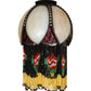 Meyda Lighting Alicia 7"W x 10"H Beige and Red Art Glass With Fringe Shade