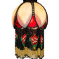 Meyda Lighting Alicia 7"W x 10"H Beige and Red Art Glass With Fringe Shade