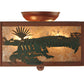 Meyda Lighting Alligator 10"Sq 2-Light Rust & Green Flush Mount Light With Silver Mica Shade Glass