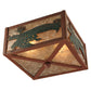 Meyda Lighting Alligator 10"Sq 2-Light Rust & Green Flush Mount Light With Silver Mica Shade Glass