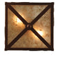 Meyda Lighting Alligator 10"Sq 2-Light Rust & Green Flush Mount Light With Silver Mica Shade Glass