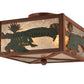 Meyda Lighting Alligator 10"Sq 2-Light Rust & Green Flush Mount Light With Silver Mica Shade Glass