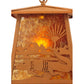 Meyda Lighting Alligator 7"Sq Rust Lantern Pendant Light With Amber Mica Shade Glass