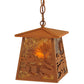 Meyda Lighting Alligator 7"Sq Rust Lantern Pendant Light With Amber Mica Shade Glass