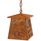 Meyda Lighting Alligator 7"Sq Rust Lantern Pendant Light With Amber Mica Shade Glass
