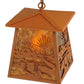 Meyda Lighting Alligator 7"Sq Rust Lantern Pendant Light With Amber Mica Shade Glass