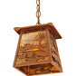 Meyda Lighting Alligator 7"Sq Rust Lantern Pendant Light With Amber Mica Shade Glass