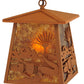 Meyda Lighting Alligator 7"Sq Rust Lantern Pendant Light With Amber Mica Shade Glass
