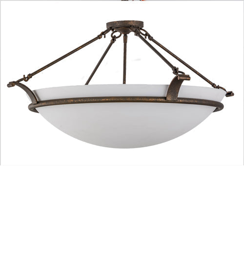Meyda Lighting Almeria 32" 4-Light Gilded Tobacco Semi-flush Mount Ceiling Light With White Statuario Idalight Shade Glass