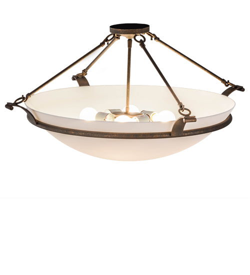 Meyda Lighting Almeria 32" 4-Light Gilded Tobacco Semi-flush Mount Ceiling Light With White Statuario Idalight Shade Glass