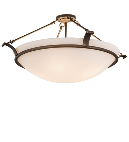 Meyda Lighting Almeria 32" 4-Light Gilded Tobacco Semi-flush Mount Ceiling Light With White Statuario Idalight Shade Glass