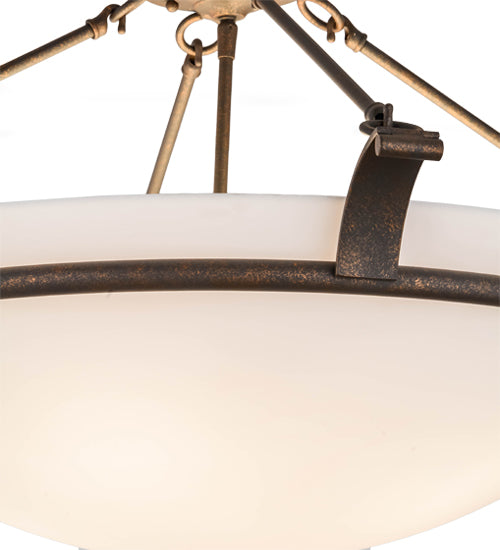Meyda Lighting Almeria 32" 4-Light Gilded Tobacco Semi-flush Mount Ceiling Light With White Statuario Idalight Shade Glass