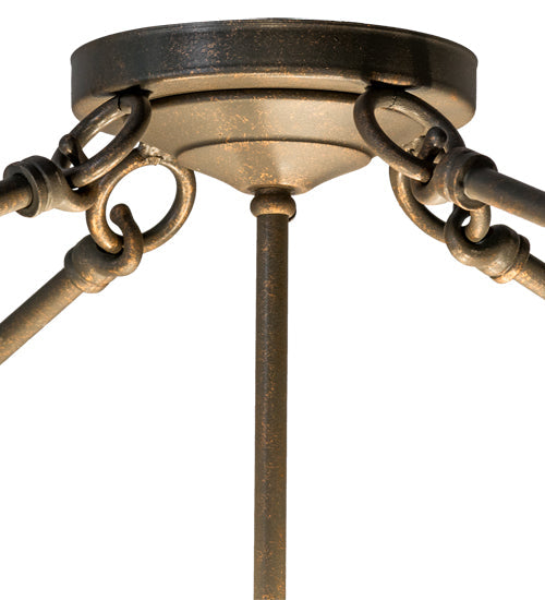 Meyda Lighting Almeria 32" 4-Light Gilded Tobacco Semi-flush Mount Light With White Statuario Idalight Shade Glass