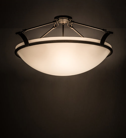 Meyda Lighting Almeria 32" 4-Light Gilded Tobacco Semi-flush Mount Light With White Statuario Idalight Shade Glass