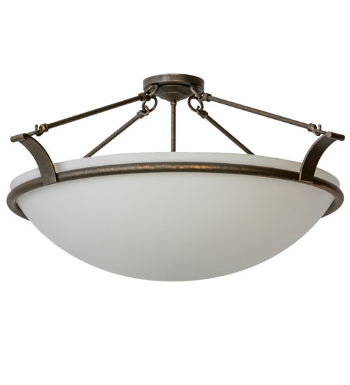 Meyda Lighting Almeria 32" 4-Light Gilded Tobacco Semi-flush Mount Light With White Statuario Idalight Shade Glass