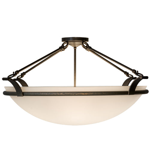 Meyda Lighting Almeria 32" 4-Light Gilded Tobacco Semi-flush Mount Light With White Statuario Idalight Shade Glass
