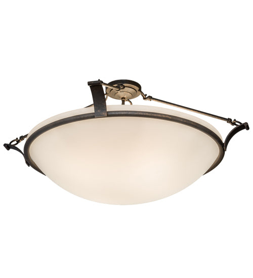 Meyda Lighting Almeria 32" 4-Light Gilded Tobacco Semi-flush Mount Light With White Statuario Idalight Shade Glass