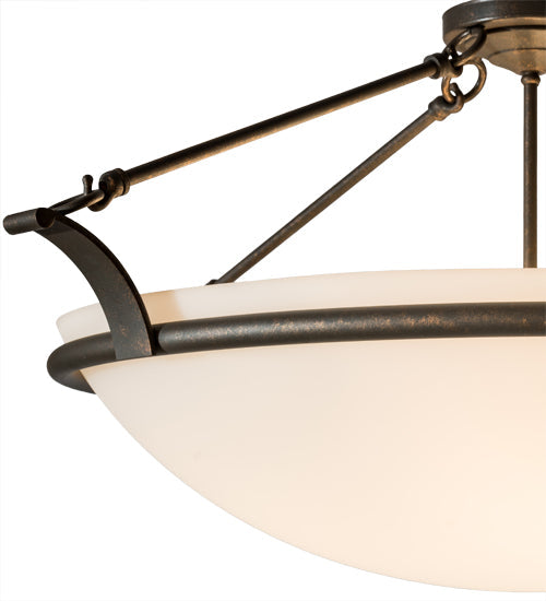 Meyda Lighting Almeria 32" 4-Light Gilded Tobacco Semi-flush Mount Light With White Statuario Idalight Shade Glass