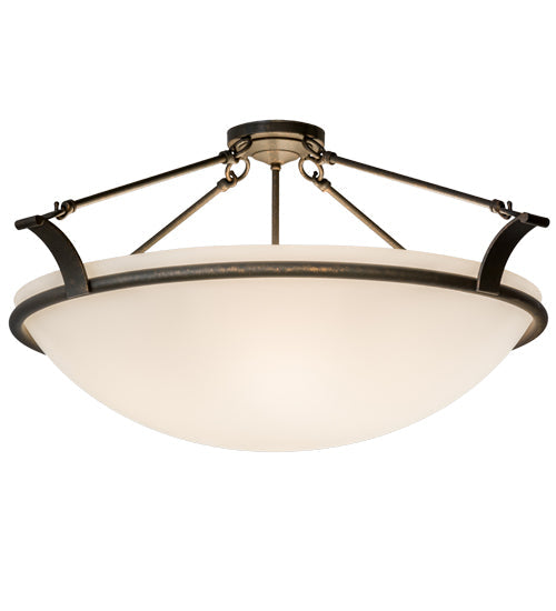 Meyda Lighting Almeria 32" 4-Light Gilded Tobacco Semi-flush Mount Light With White Statuario Idalight Shade Glass