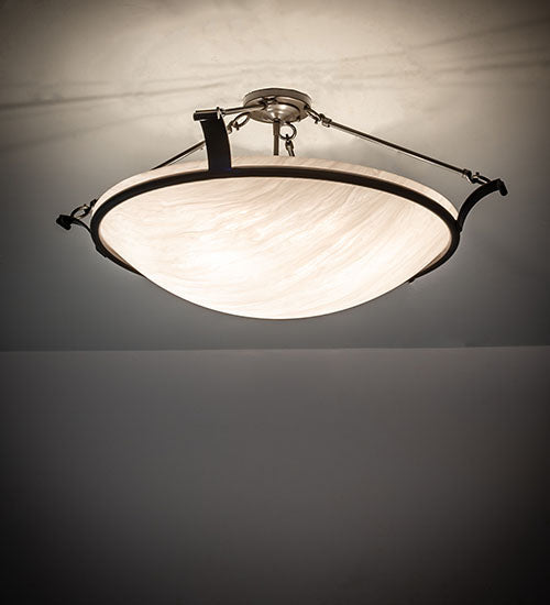 Meyda Lighting Almeria 32" 4-Light Timeless Bronze Semi-flush Mount Light With Angelwing Idalight Shade