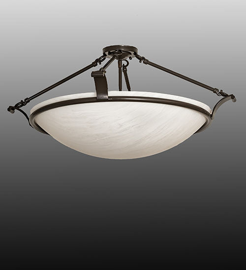 Meyda Lighting Almeria 32" 4-Light Timeless Bronze Semi-flush Mount Light With Angelwing Idalight Shade