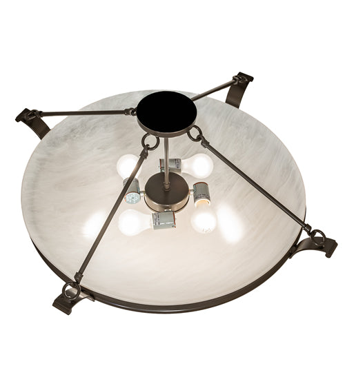 Meyda Lighting Almeria 32" 4-Light Timeless Bronze Semi-flush Mount Light With Angelwing Idalight Shade