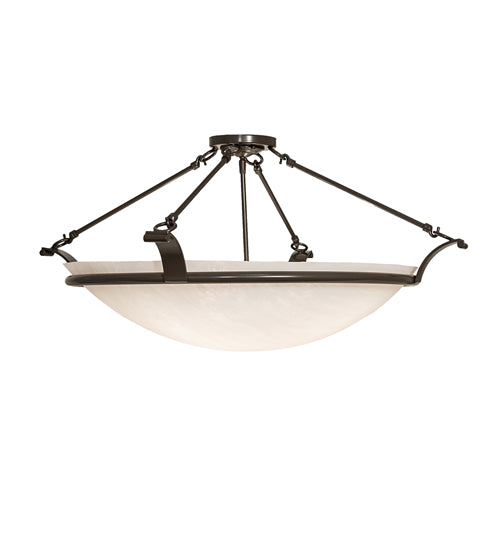 Meyda Lighting Almeria 32" 4-Light Timeless Bronze Semi-flush Mount Light With Angelwing Idalight Shade