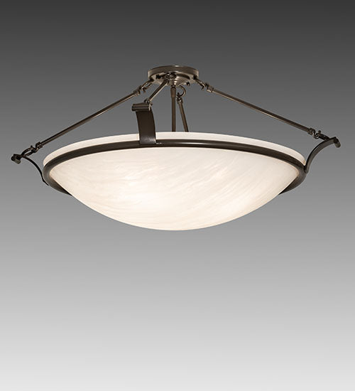 Meyda Lighting Almeria 32" 4-Light Timeless Bronze Semi-flush Mount Light With Angelwing Idalight Shade