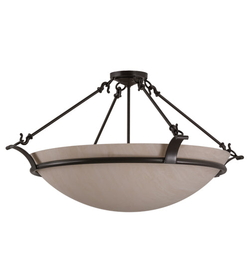 Meyda Lighting Almeria 32" 4-Light Timeless Bronze Semi-flush Mount Light With Whitestone Idalight Shade Glass