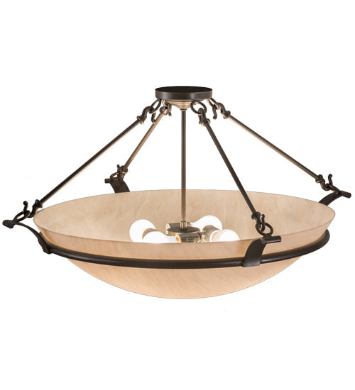 Meyda Lighting Almeria 32" 4-Light Timeless Bronze Semi-flush Mount Light With Whitestone Idalight Shade Glass