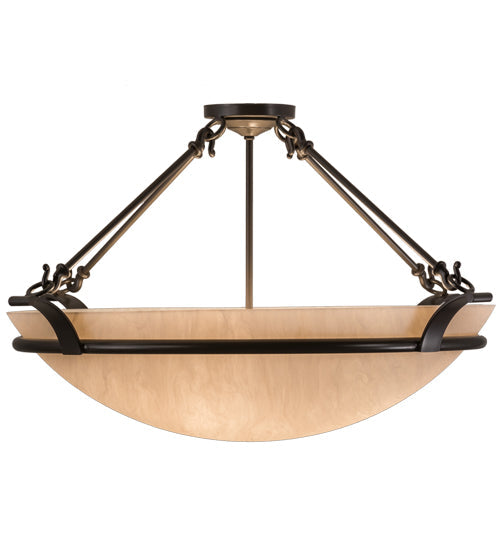 Meyda Lighting Almeria 32" 4-Light Timeless Bronze Semi-flush Mount Light With Whitestone Idalight Shade Glass