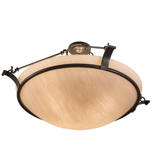 Meyda Lighting Almeria 32" 4-Light Timeless Bronze Semi-flush Mount Light With Whitestone Idalight Shade Glass