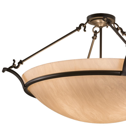 Meyda Lighting Almeria 32" 4-Light Timeless Bronze Semi-flush Mount Light With Whitestone Idalight Shade Glass