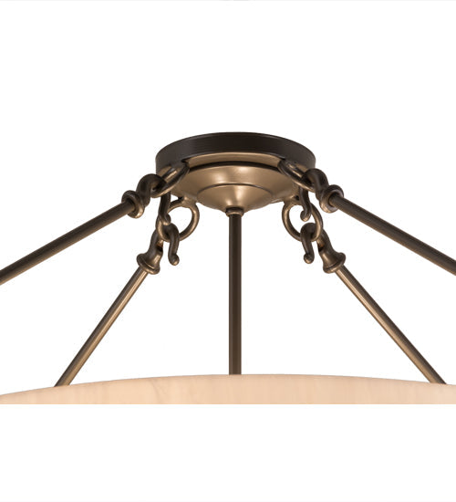 Meyda Lighting Almeria 32" 4-Light Timeless Bronze Semi-flush Mount Light With Whitestone Idalight Shade Glass
