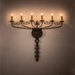 Meyda Lighting Almonte 36" 6-Light Classic Rust Wall Sconce With Ivory Faux Candlelight
