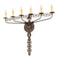 Meyda Lighting Almonte 36" 6-Light Classic Rust Wall Sconce With Ivory Faux Candlelight