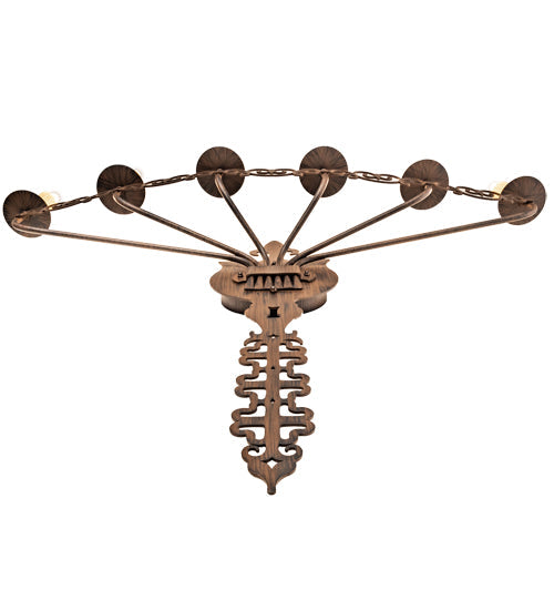 Meyda Lighting Almonte 36" 6-Light Classic Rust Wall Sconce With Ivory Faux Candlelight