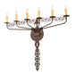 Meyda Lighting Almonte 36" 6-Light Classic Rust Wall Sconce With Ivory Faux Candlelight
